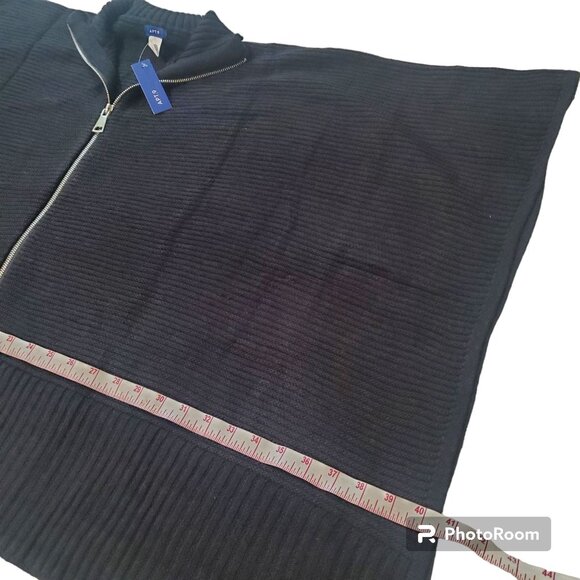 Apt. 9 Black Acrylic Poncho Cape With Zipper Front womens one size new - Picture 4 of 10